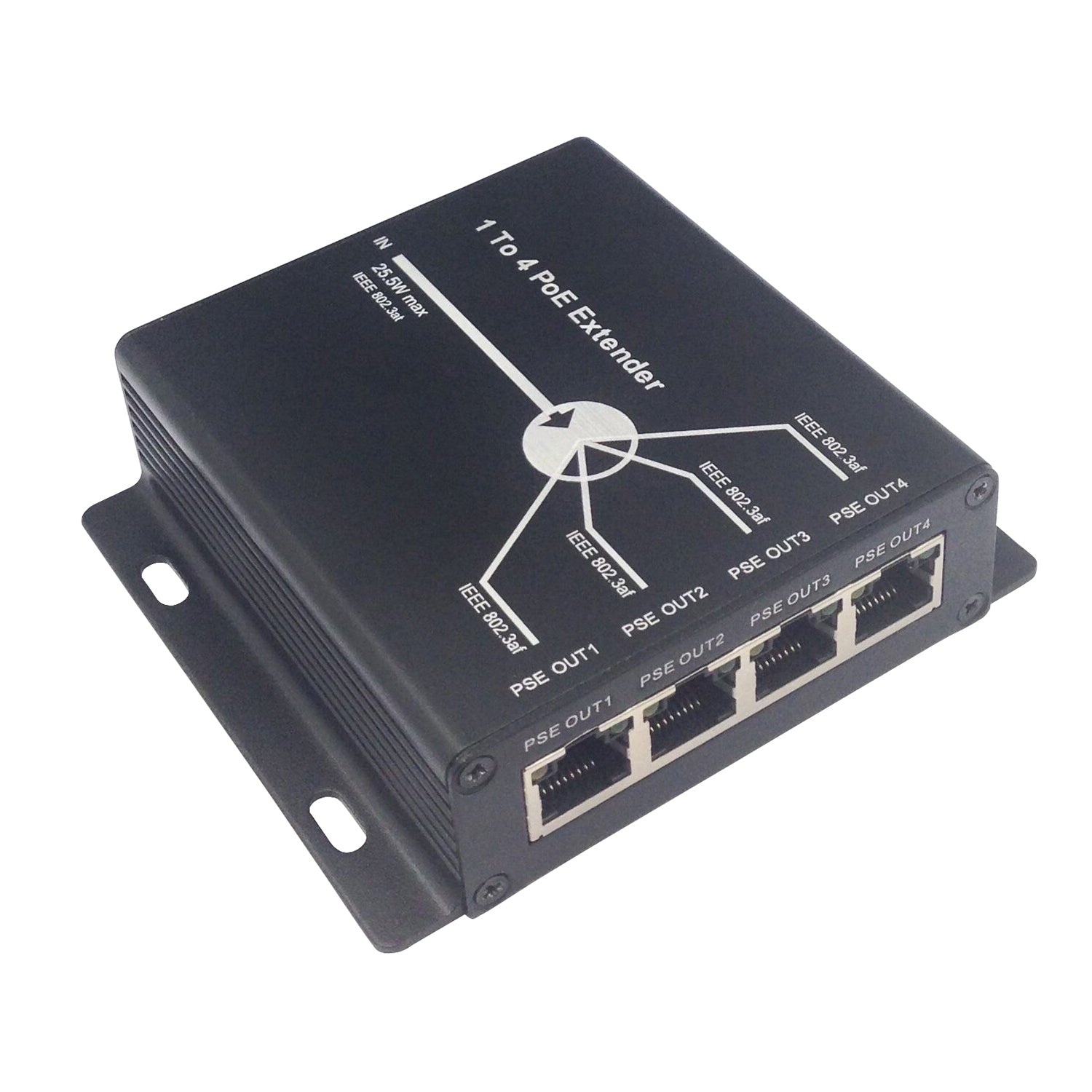 4-Port 10/100M PoE Extender Repeater IEEE802.3at (Power-In) to IEEE802.3af (Power-Out) POE Extender