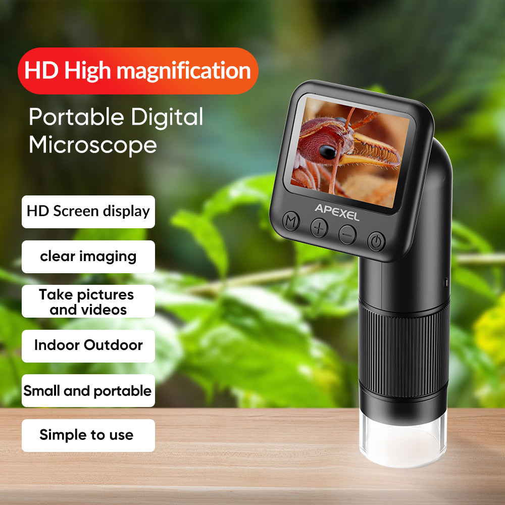 APEXEL MS008 Handheld Portable Digital Microscope Electronic Magnifier Camera with HD 2-Inch Screen