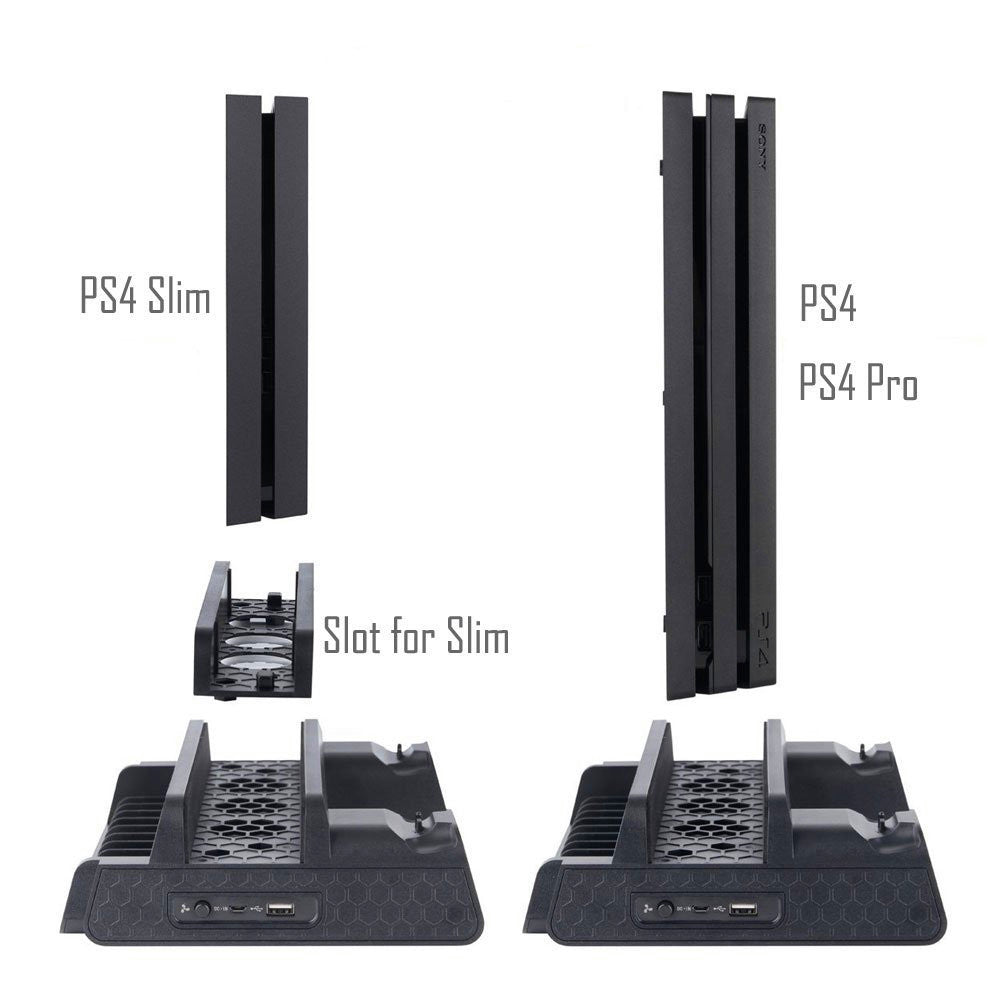 TP4-882 Vertikální stojan s ovladačem chladicího ventilátoru Chladič Duální nabíjecí stanice pro Sony Playstation PS4/PS4 Slim/PS4 Pro