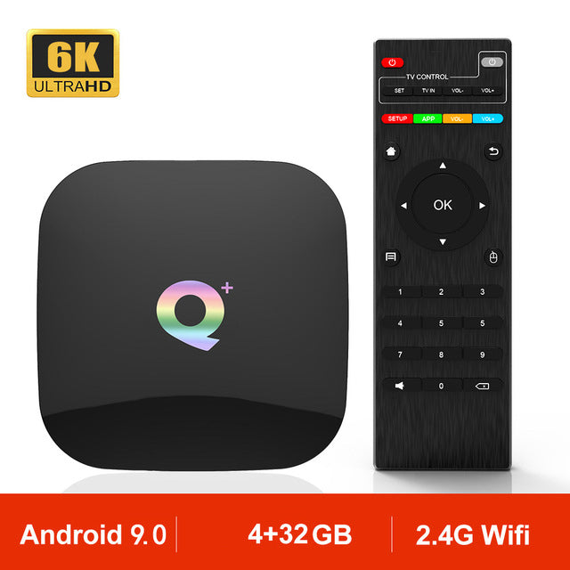 Q Plus Quad Core Allwinner H6 Android 9.0 TV Box WiFi Media Player 4 32GB