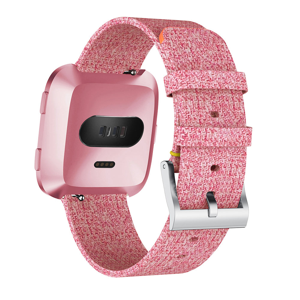 For Fitbit Versa Adjustable Watch Strap Classic Pin Buckle Jeans Cloth Watch Band with Spring Bars