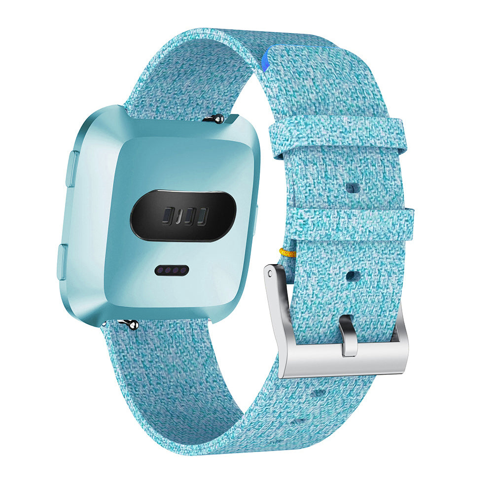 For Fitbit Versa Adjustable Watch Strap Classic Pin Buckle Jeans Cloth Watch Band with Spring Bars
