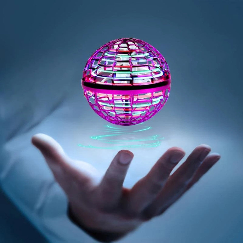 9.5cm Magic Flying Ball with LED Light Hand Controlled Boomerang Spinner Rotator Remote Toy for Kids (with Waterdrop Shape Remote Control)