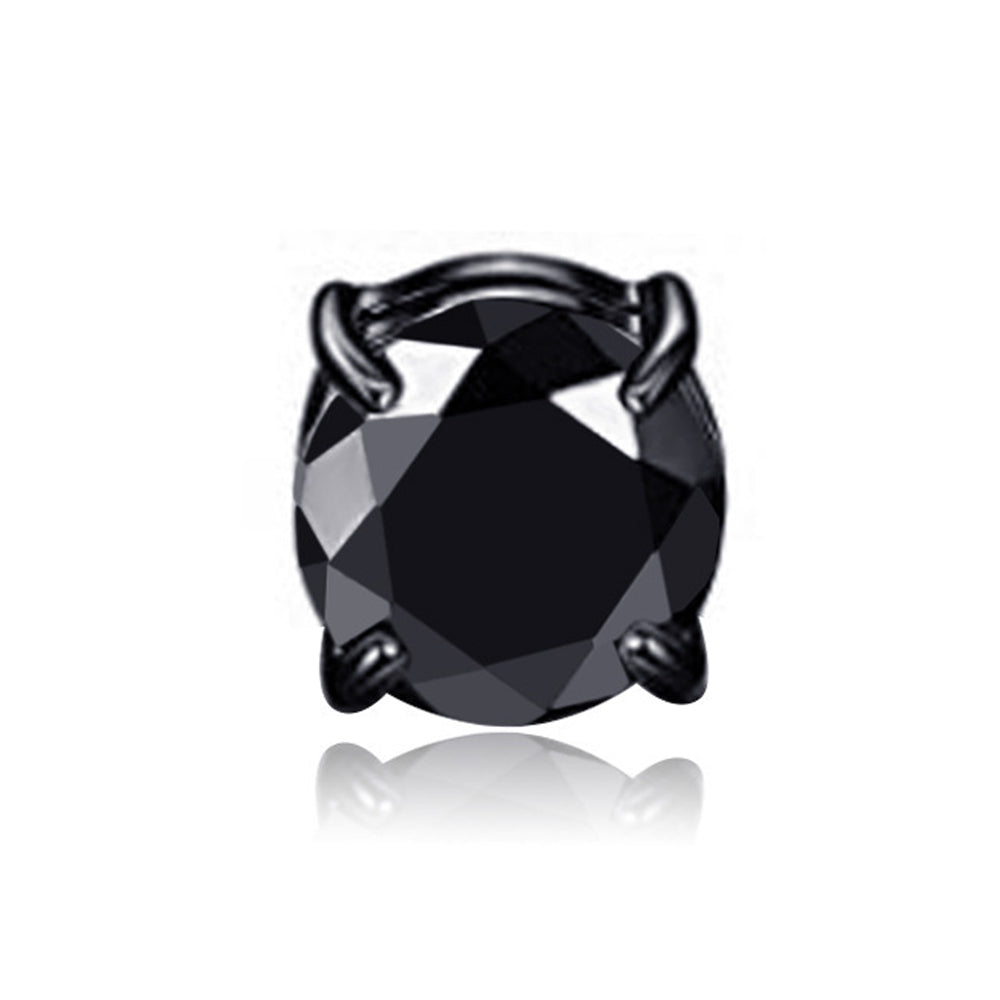 A00899 Magnetic Stainless Steel Zircon Stud 8mm Earring Non-piercing Earring Jewelry for Men and Women - Black/Black Diamond