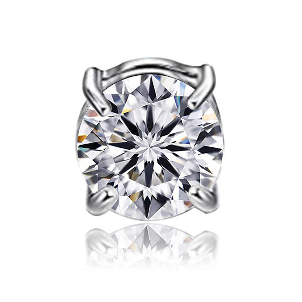 A00899 8mm Stud Earring Ear Decor Jewelry Magnet Non-piercing Magnetic Stud Eardrop Earring - Silver/White Diamond