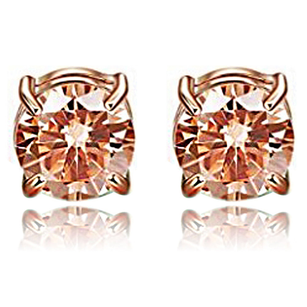 A00899 One Pair Stainless Steel Zircon Stud Eardrops Earrings Jewelry 8mm Non-piercing Magnetic Stud Earrings - Rose Gold