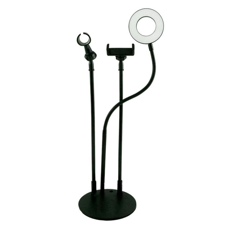 3-in-1 3.5inch Selfie Ring Light with Mic Clamp Phone Holder for Tiktok/YouTube/Makeup/Photography/Vlog - Black