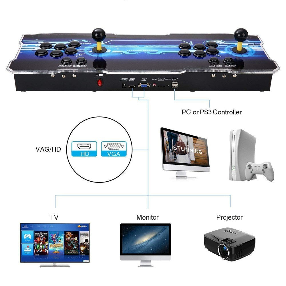 9S+ Arcade Console 2020-in-1 2 Players Control Arcade Games Station Machine Joystick Style 2 / EU Plug