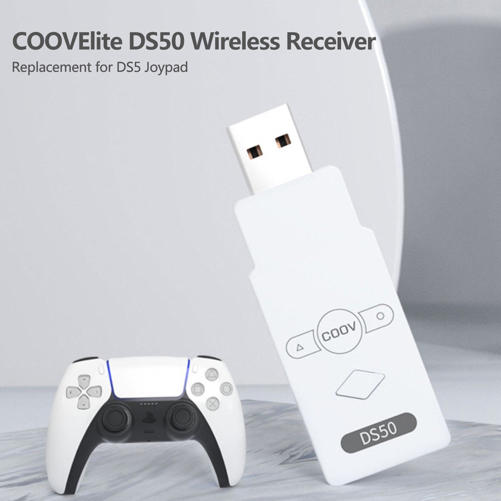COOVELITE DS50 Wireless Receiver Blutooth Converter Plug and Play Replacement for DS5 Joypad