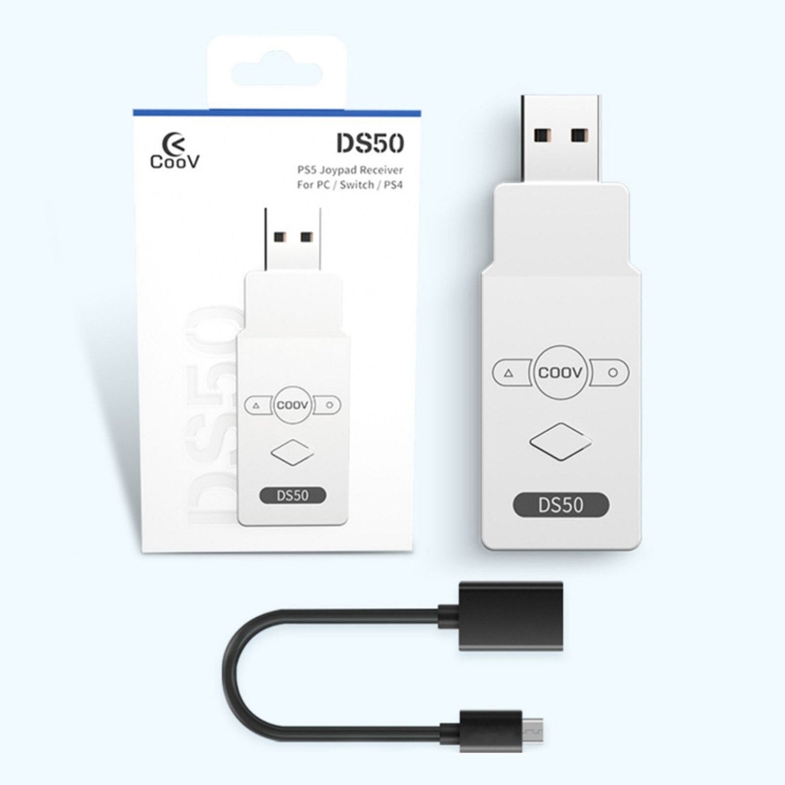 COOVELITE DS50 Wireless Receiver Blutooth Converter Plug and Play Replacement for DS5 Joypad