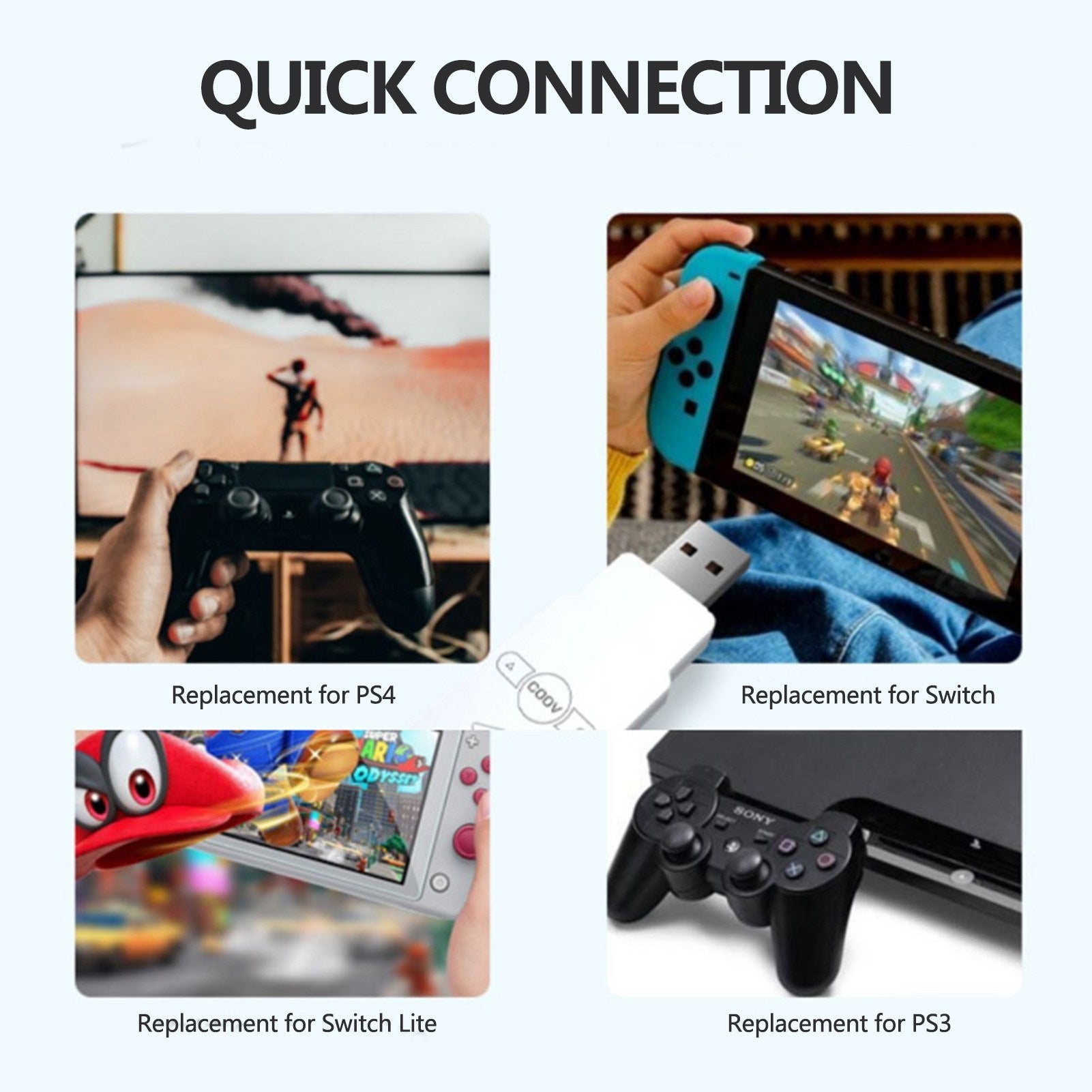 COOVELITE DS50 Wireless Receiver Blutooth Converter Plug and Play Replacement for DS5 Joypad